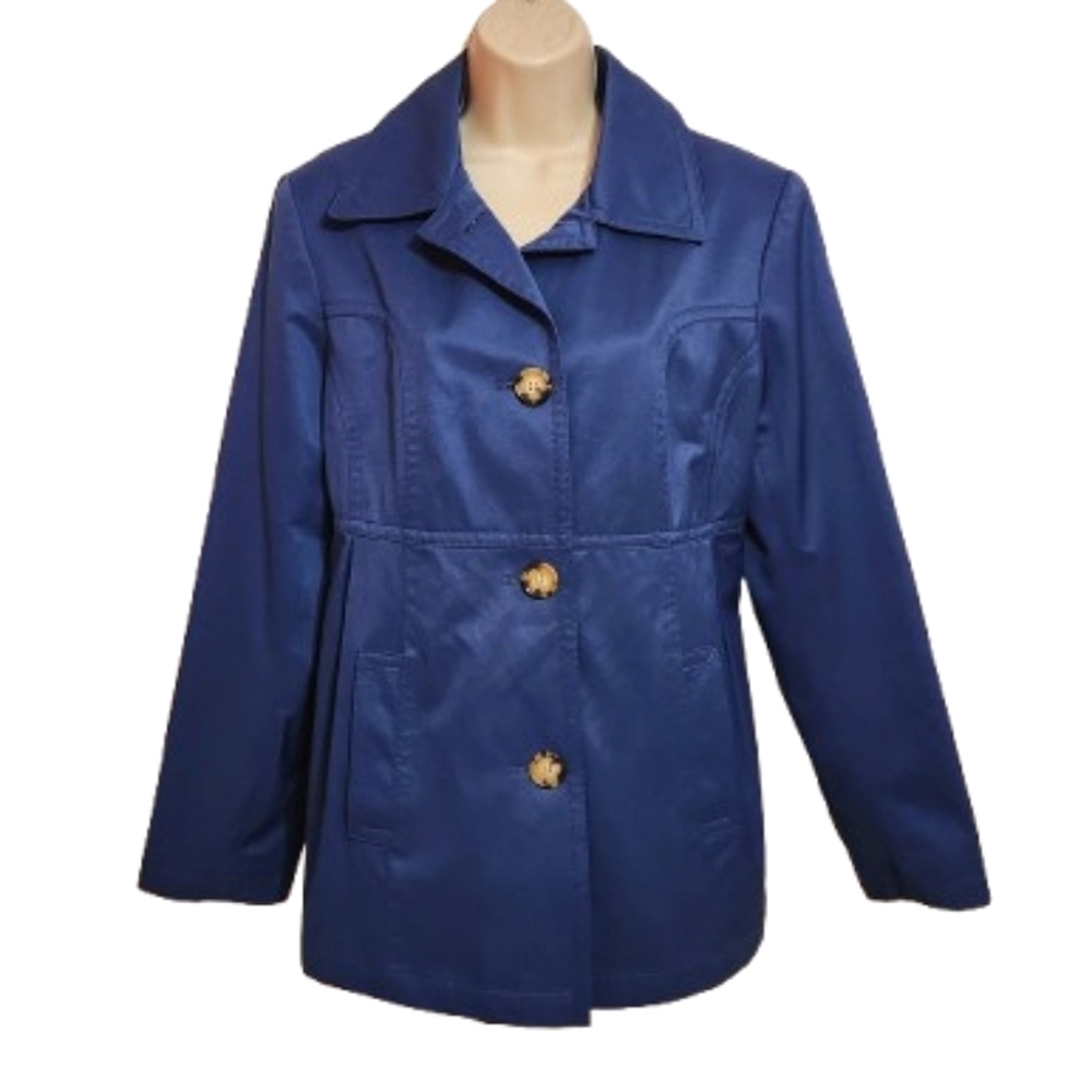 Gallery Petite Blue Trench Rain Coat Large